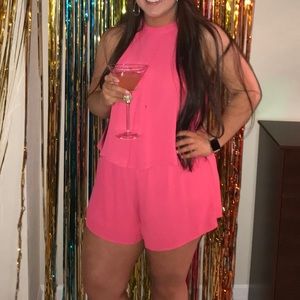 Hot Pink Open Back Romper